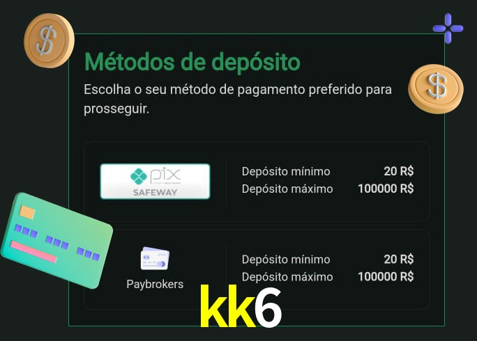 O cassino kk6 oferece uma grande variedade de métodos de pagamento